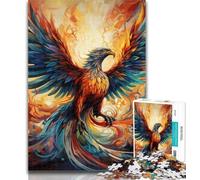 Teenager Jigsaw Psychedelic Phoenix Bird 1000 Pieces Jigsaw Puzzles for Adults And Teens,Enhance Love between Couples for Ages 14+ 50x75cm