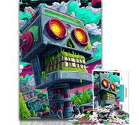Teenager Jigsaw Psychedelic Skull 1000 Pieces Jigsaw Puzzles for Adults And Teens,Enhance Love between Couples for Ages 14+ 26x38cm