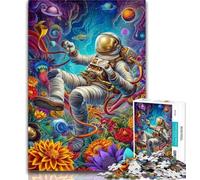 Teenager Jigsaw Psychedelic Smoke Astronaut 1000 Pieces Jigsaw Puzzle for Adults& Teens,Educational Game for Birthday, Chrismas for Ages 14+ 26x38cm