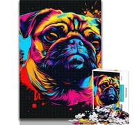 Teenager Jigsaw Pug 1000 Piece Jigsaw Puzzles for Adults & Teens,Learning Educational Toys Family Games Enhance Love between Couples 75x50cm