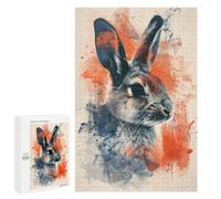 Teenager Jigsaw Puzzles 1000 PCS Abstract Rabbit Art Print Adult Jigsaw Puzzles Staycation Kill Time Parent-child Interaction Toy Intellectual Game 1000 PCS