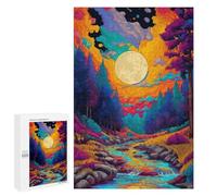 Teenager Jigsaw Puzzles 1000 PCS Colorful Forest Stream Sunset Adult Jigsaw Puzzles Staycation Kill Time Parent-child Interaction Toy Intellectual Game 1000 PCS