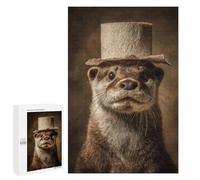 Teenager Jigsaw Puzzles 1000 PCS Otter in Top Hat Quirky Fashion Statement Jigsaw for Teenagers Hand Speed Race Difficult And Challenge Challenging Family Fun Game 1000 PCS
