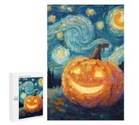 Teenager Jigsaw Puzzles 1000 PCS Pumpkin with Starry Night Background-2 Jigsaw for Teenagers Hand Speed Race Difficult And Challenge Challenging Family Fun Game 1000 PCS