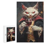 Teenager Jigsaw Puzzles 1000 PCS Vampire Cat with Wine Glass-3 Jigsaw for Teenagers Hand Speed Race Difficult And Challenge Challenging Family Fun Game 1000 PCS