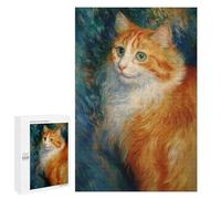 Teenager Jigsaw Puzzles 1000 PCS Whimsical Orange Cat Painting Adult Jigsaw Puzzles Staycation Kill Time Parent-child Interaction Toy Intellectual Game 1000 PCS