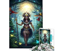 Teenager Jigsaw Puzzles 1000 Pieces Amazonian Warrior in Jungle Fun Activities at Home Improve Memory Hands-on Game for Age 14+ Game (50x75cm)