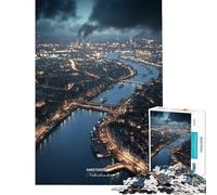 Teenager Jigsaw Puzzles 1000 Pieces Amsterdam City Netherlands Night View Jigsaw Puzzle Hands-on Game Analysis And Logic Gifts for Friends And Family (Size 75x50cm)