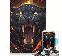 Teenager Jigsaw Puzzles 1000 Pieces Angry Jaguar, Family Games, Pattern Assembly, Enhance Love between Couples 38x26cm