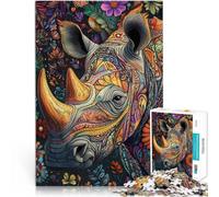 teenager Jigsaw Puzzles 1000 Pieces Animal Rhino DIY Toys 50x75cm for is ideal as a gift for the whole family for and Age 14 Years Up