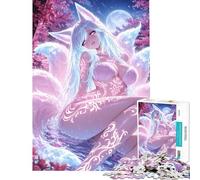 Teenager Jigsaw Puzzles 1000 Pieces Anime Fox Girl in Cherry Blossom Setting Help The Brain Exercise Home Art Decor Relax Games Suitable for People Aged 14 And Above (38x26cm)