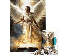 Teenager Jigsaw Puzzles 1000 Pieces Archangel Uriel The Light of God Help The Brain Exercise Home Art Decor Relax Games Suitable for People Aged 14 And Above (50x75cm)