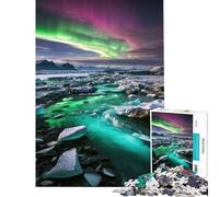 Teenager Jigsaw Puzzles 1000 Pieces Aurora Borealis over Glacier Lagoon Educational Games Challenging Game Toys Secret Santa Gifts But Fun And Humorous (Size 38x52cm)