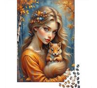 Teenager Jigsaw Puzzles 1000 Pieces Autumn Enchanted Forest Squirrel Puzzle for Adults Relaxing Games Birthday Present Gifts for Friends And Family 52x38cm/1000pcs