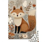 Teenager Jigsaw Puzzles 1000 Pieces Autumn Fox Illustration-8 Puzzles for Adults Fun Games Difficult Challenge Birthday Present, Gifts, 70x50cm/1000pcs