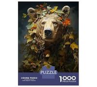 Teenager Jigsaw Puzzles 1000 Pieces Autumn Leaves Bear Decor Puzzles for Adults Fun Games Difficult Challenge Birthday Present, Gifts, 70x50cm/1000pcs