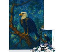 Teenager Jigsaw Puzzles 1000 Pieces Bald Eagle Perched on Branch Painting Hands-on Game Home Art Decor Home Decoration Toys Difficult And Challenge (50X75CM)