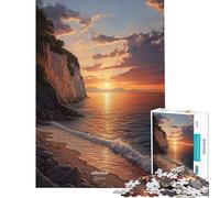 Teenager Jigsaw Puzzles 1000 Pieces Beautiful Lefkada Sunset Fun Activities at Home Improve Memory Hands-on Game for Age 14+ Game (38x52cm)