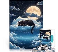 teenager Jigsaw Puzzles 1000 Pieces Black Cat Cloud Moon Familienspiel für und Heimdekoration Spielzeug52x38cm