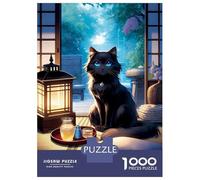 Teenager Jigsaw Puzzles 1000 Pieces Black Cat Sharing A Drink Adult Jigsaw Puzzle Relaxing Games Staycation Kill Time Challenging To Complete 70x50cm/1000pcs