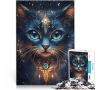 teenager Jigsaw Puzzles 1000 Pieces Black cat with blue eyes Analyse und Logik Verbessern Sie das Gedächtnis38x26cm