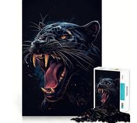Teenager Jigsaw Puzzles 1000 Pieces Black Panther Roar Exact Edge Art, Focus Fun Game, Calm Fun Time, Christmas Calm Gift (38x26cm)