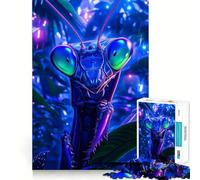 Teenager Jigsaw Puzzles 1000 Pieces Blue Praying Mantis Close-Up Exact Edge Art, Focus Fun Game, Calm Fun Time, Christmas Calm Gift (50x75cm)
