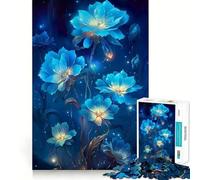 Teenager Jigsaw Puzzles 1000 Pieces Blue Starlight Flower Exact Edge Art, Focus Fun Game, Calm Fun Time, Christmas Calm Gift (50x75cm)