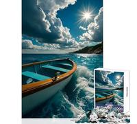 Teenager Jigsaw Puzzles 1000 Pieces Boat on The Water Under Sunlight DIY Toys Great Gift for Games Relaxing Games Challenging To Complete Size 38x26cm