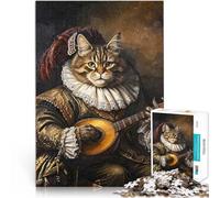 teenager Jigsaw Puzzles 1000 Pieces Cat Musician Portrait Intellektuelles Spiel Geburtstagsgeschenk, Geschenke, Wandkunst75x50cm