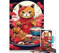 Teenager Jigsaw Puzzles 1000 Pieces Cat Ramen Ruby Flawless Edge Fun Thinking Fun Game Cozy Fun Time Xmas Art Display (38x26cm)