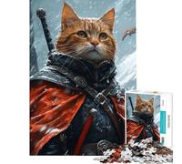Teenager Jigsaw Puzzles 1000 Pieces Cat Warrior in Snow Help The Brain Exercise Home Art Decor Relax Games Suitable for People Aged 14 And Above (50x75cm)
