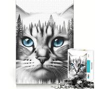 Teenager Jigsaw Puzzles 1000 Pieces Cat Watercolor Flawless Edge Fun Thinking Fun Game Cozy Fun Time Xmas Art Display (50x75cm)