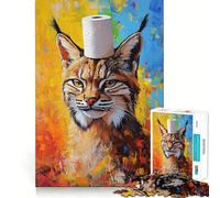 Teenager Jigsaw Puzzles 1000 Pieces Cat with Toilet Paper Roll Flawless Edge Fun Thinking Fun Game Cozy Fun Time Xmas Art Display (38x26cm)
