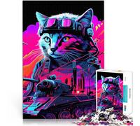 teenager Jigsaw Puzzles 1000 Pieces Chat Synthwave Educational Stress Relief Toy with Fully Interlocking Randomly Shaped Pieces 26x38cm