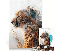 Teenager Jigsaw Puzzles 1000 Pieces Cheetahs Dawn Hunt Flawless Edge Fun Thinking Fun Game Cozy Fun Time Xmas Art Display (38x26cm)