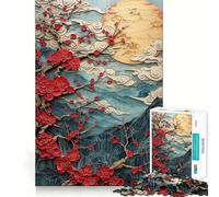 Teenager Jigsaw Puzzles 1000 Pieces Cherry Blossom Japan Art Flawless Edge Fun Thinking Fun Game Cozy Fun Time Xmas Art Display (38x26cm)