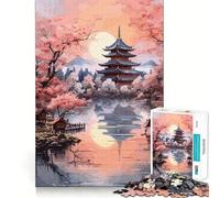 Teenager Jigsaw Puzzles 1000 Pieces Cherry Blossom Japan Art Flawless Edge Fun Thinking Fun Game Cozy Fun Time Xmas Art Display (50x75cm)
