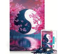 Teenager Jigsaw Puzzles 1000 Pieces Cherry Yin Yang Moon Flawless Edge Fun Thinking Fun Game Cozy Fun Time Xmas Art Display (50x75cm)