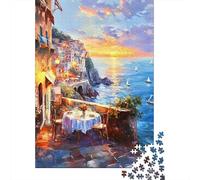 Teenager Jigsaw Puzzles 1000 Pieces Coastal Sunset Dining Scene Puzzle for Adults Relaxing Games Birthday Present Gifts for Friends And Family 52x38cm/1000pcs
