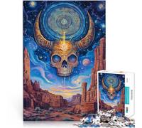 teenager Jigsaw Puzzles 1000 Pieces Colored Skull Train your brain and hands 50x75cm with Matching Poster and Trivia Sheet for Age 14
