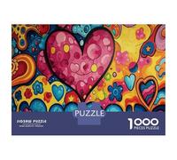 Teenager Jigsaw Puzzles 1000 Pieces Colorful Heart Graffiti Art Print Jigsaw for Adults Toy Wall Decor Perfect Decoration Gifts for Friends And Family 52x38cm/1000pcs