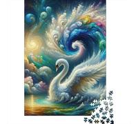 Teenager Jigsaw Puzzles 1000 Pieces Colorful Swan Painting Puzzles for Adults Fun Games Difficult Challenge Birthday Present, Gifts, 52x38cm/1000pcs