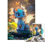 Teenager Jigsaw Puzzles 1000 Pieces Cute Green Dinosaur Help The Brain Exercise Home Art Decor Relax Games Suitable for People Aged 14 And Above (38x52cm)