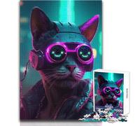 Teenager Jigsaw Puzzles 1000 Pieces Cyber Cat Enjoy Cozy Calm Downtime Hours Clean Cut Durable Play Craft Toy Size 38x52cm