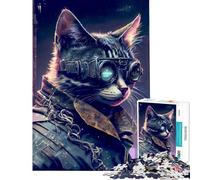 Teenager Jigsaw Puzzles 1000 Pieces Cyberpunk Human Cat Help The Brain Exercise Home Art Decor Relax Games Suitable for People Aged 14 And Above (38x26cm)