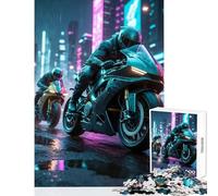 Teenager Jigsaw Puzzles 1000 Pieces Cyberpunk Motorcycle Riders Jigsaw for Teenagers Pattern Assembly Challenging To Complete Unique Birthday And Xmas Gifts (50x75cm)