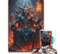 Teenager Jigsaw Puzzles 1000 Pieces Demon King on Throne with Trident Pattern Assembly Family Game for 14+ Puzzle Game Offered (size 38x52cm)