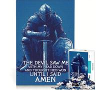 Teenager Jigsaw Puzzles 1000 Pieces Devil Thought He'd Won Amen Knight Kneel Christian, Relax Games, Parent-child Interaction, Unique Challenge Game 50x75cm