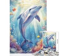 Teenager Jigsaw Puzzles 1000 Pieces Dolphin in Coral Reef Home Decoration Toys Funny Gift Hands-on Game Interesting Stress Reduction Size 38x52cm